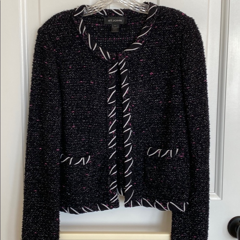 ST. John Knit jacket Black with pink and white